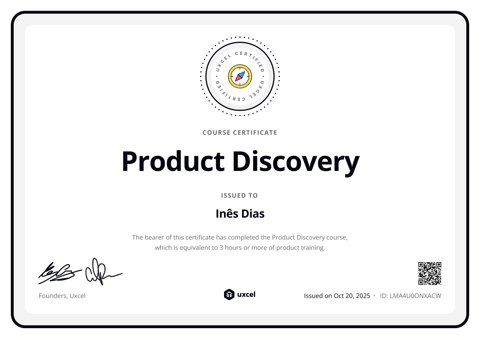 Inês Dias's certificate